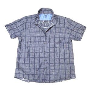 Izod Saltwater Relaxed Classics XXL Mens Plaid Short-Sleeve Button-Up Shirt Blue